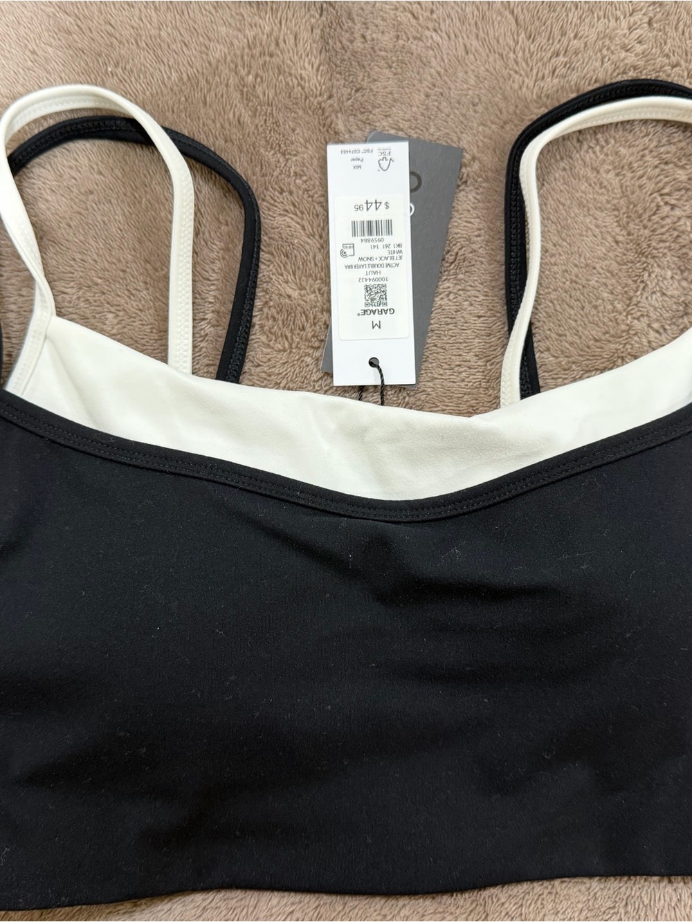 Garage Black & White Two-Tone Crop Bralette
